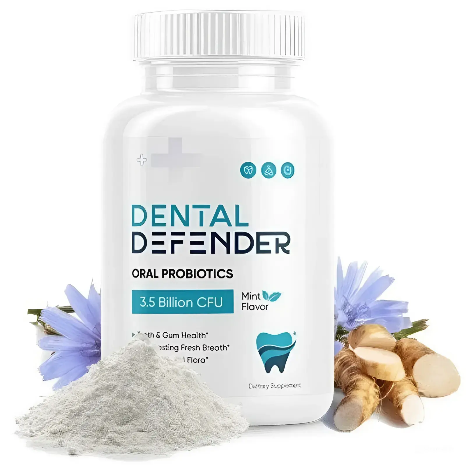 Dental Defender supplement bottle - Enhance oral health with probiotics